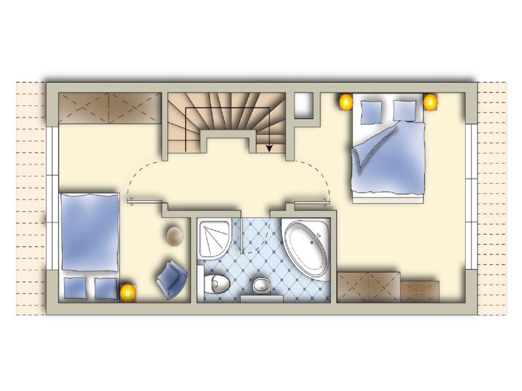 Grundriss des Schlafbereichs vom Ferienhaus in Zingst